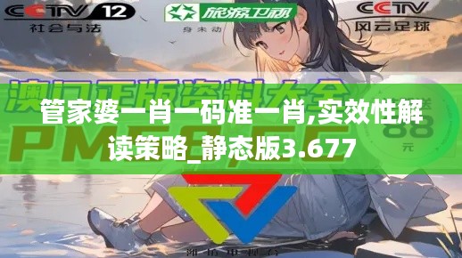 管家婆一肖一码准一肖,实效性解读策略_静态版3.677