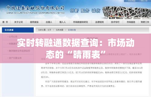实时转融通数据查询：市场动态的“晴雨表”