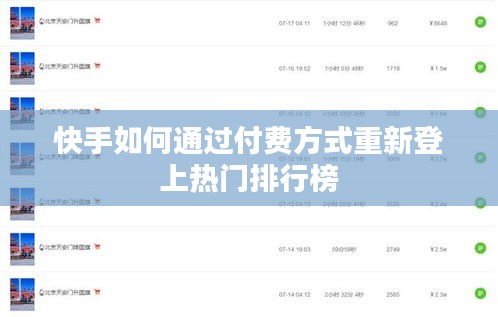 快手如何通过付费方式重新登上热门排行榜