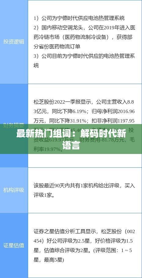最新热门组词：解码时代新语言