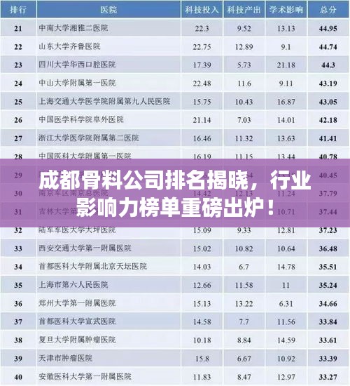 成都骨料公司排名揭晓，行业影响力榜单重磅出炉！