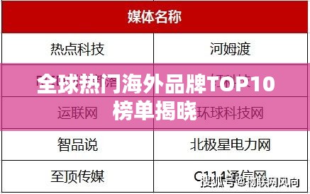 全球热门海外品牌TOP10榜单揭晓
