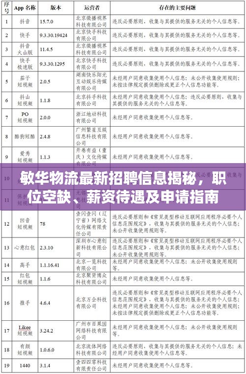 敏华物流最新招聘信息揭秘，职位空缺、薪资待遇及申请指南