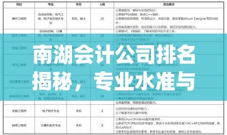 南湖会计公司排名揭秘，专业水准与业界声誉的双重考量榜单！
