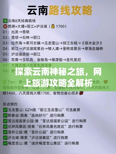 探索云南神秘之旅，网上旅游攻略全解析