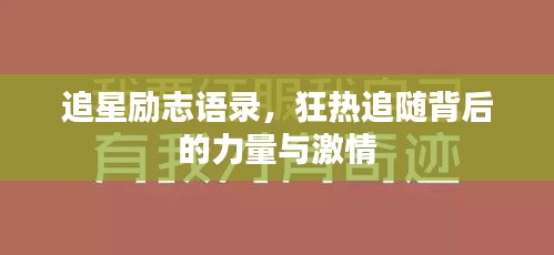 追星励志语录，狂热追随背后的力量与激情
