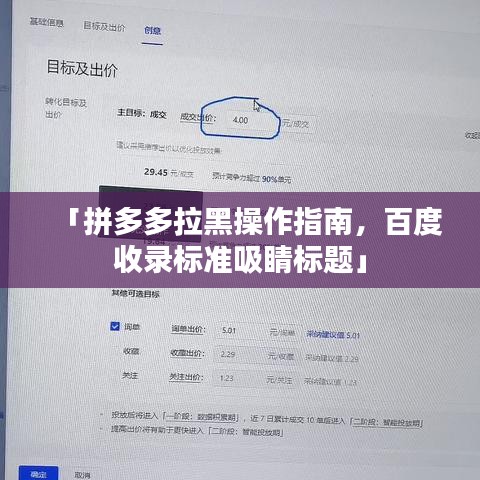 「拼多多拉黑操作指南，百度收录标准吸睛标题」
