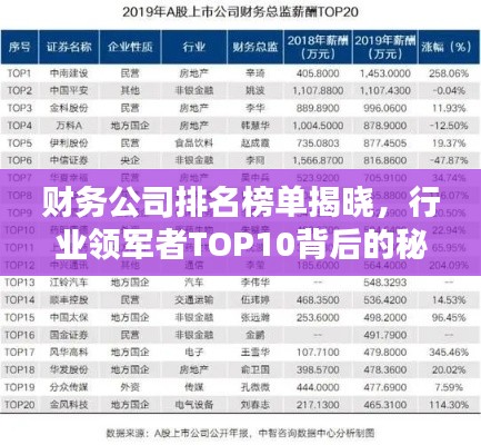 财务公司排名榜单揭晓，行业领军者TOP10背后的秘密