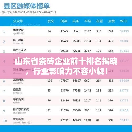 山东省瓷砖企业前十排名揭晓，行业影响力不容小觑！