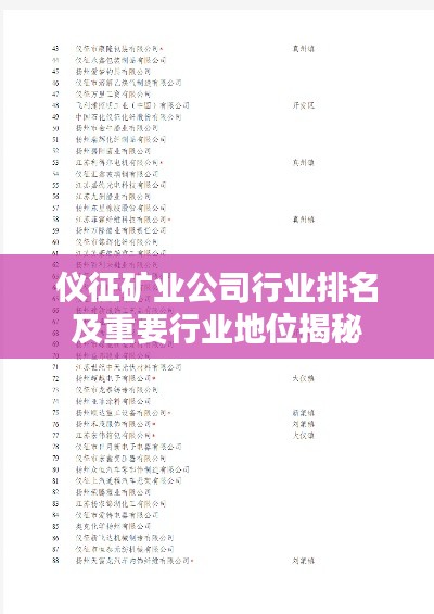 仪征矿业公司行业排名及重要行业地位揭秘