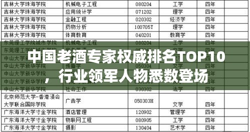 中国老酒专家权威排名TOP10，行业领军人物悉数登场