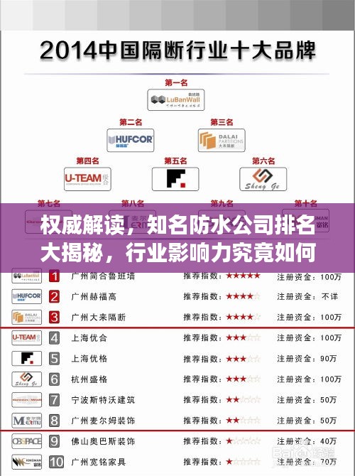 权威解读，知名防水公司排名大揭秘，行业影响力究竟如何？