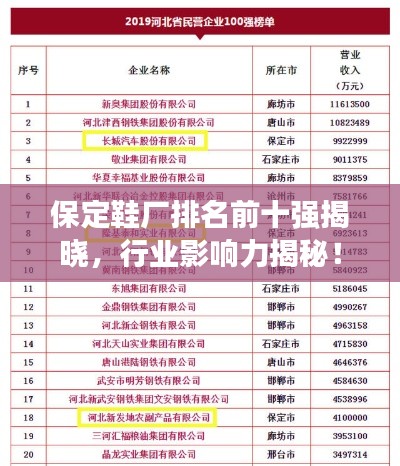 保定鞋厂排名前十强揭晓，行业影响力揭秘！