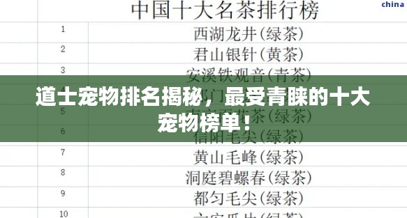 道士宠物排名揭秘，最受青睐的十大宠物榜单！
