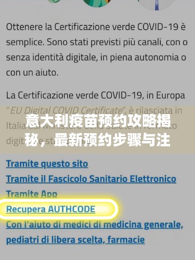 意大利疫苗预约攻略揭秘，最新预约步骤与注意事项